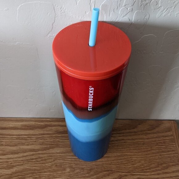 Starbucks 2021 Red and Blue Wave 24. oz Tumbler - Picture 2 of 3
